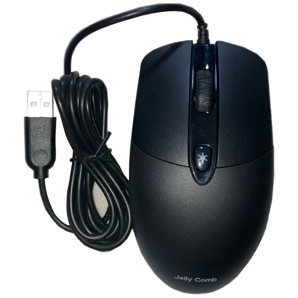 Jelly Comb MS059 Wired Mouse with USB Cable, Right-Handed Black